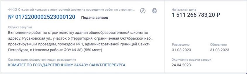 Победителем конкурса на строительство школы в Невском районе Петербурга может стать близкая к заказчику компания 