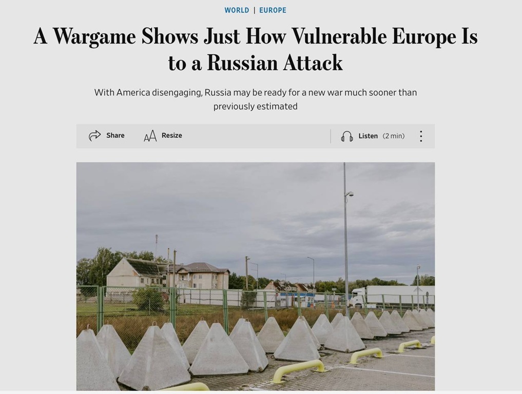 WSJ: В учениях НАТО смоделировали стремительную победу России над Литвой из-за разобщенности альянса